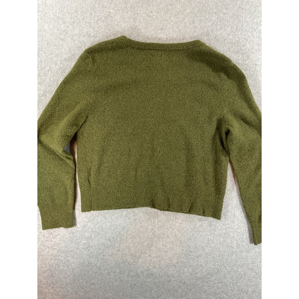 Aerie Women Moss Green Alpaca Wool Blend Button Crop Cardigan Sweater L #751 - Picture 6 of 8